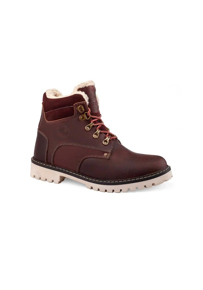 Moscow Leather Biker Boots with Fur for Hiking